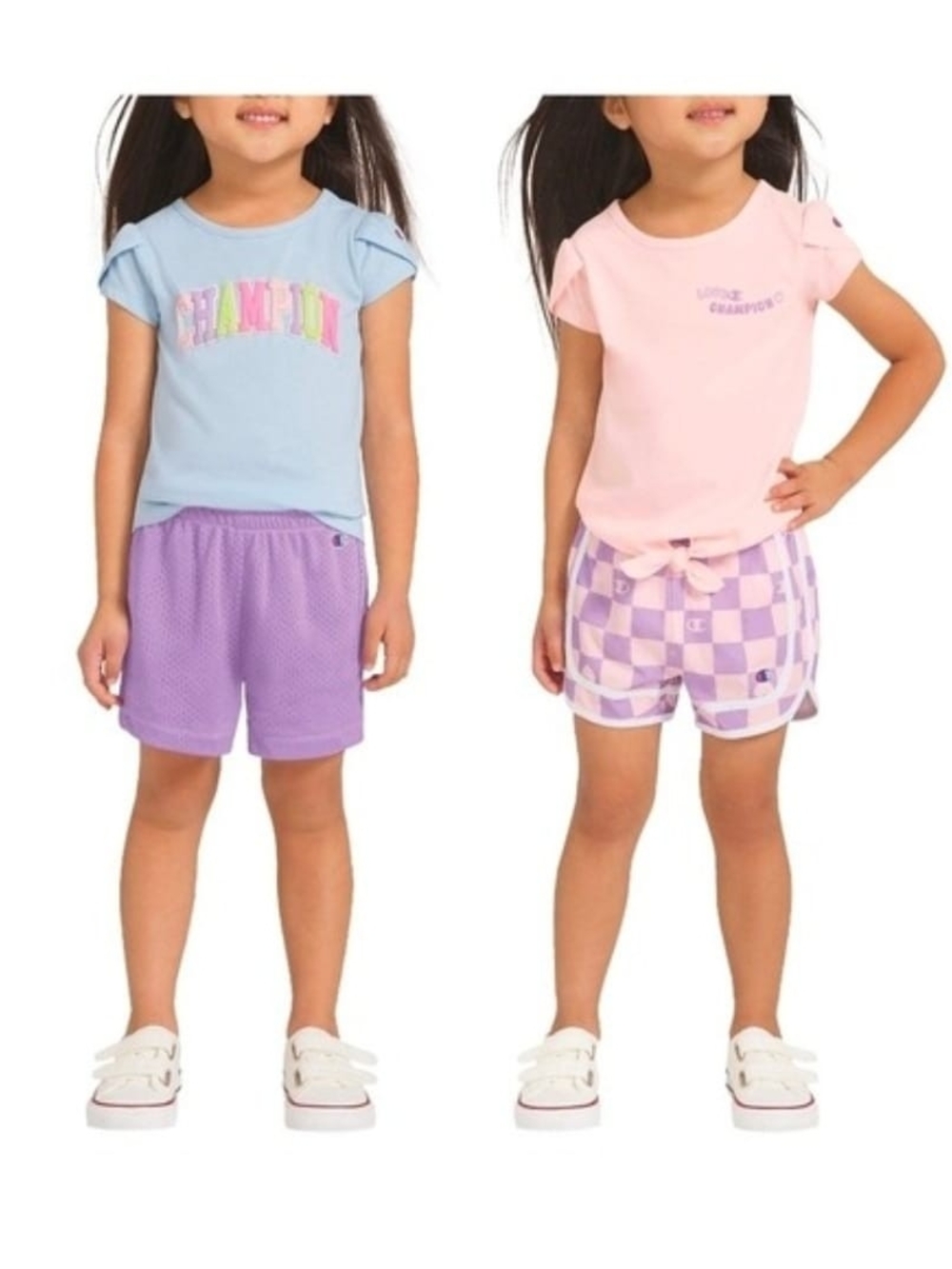 Champion Girls 3T 4-Pc Shorts Set Logo Tee & Shorts Elastic Waist Spring/Sum NWT